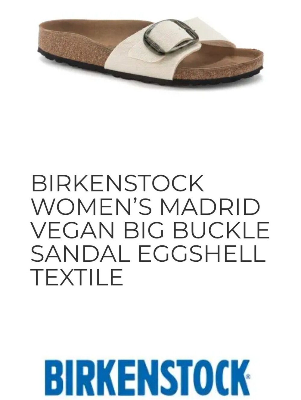 Birkenstock Women's Madrid Vegan Sandal in Eggshell